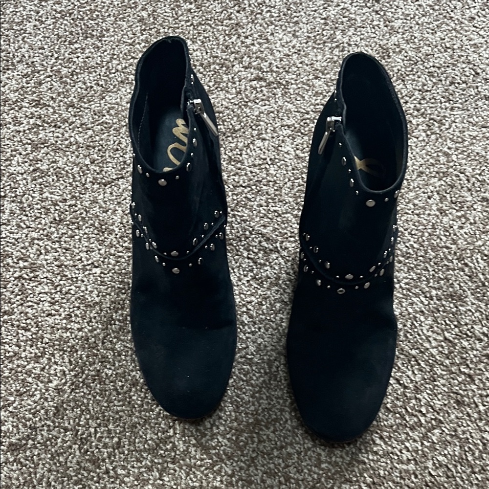 Sam Edelman Black Studded Heeled Boots size 9 1/2